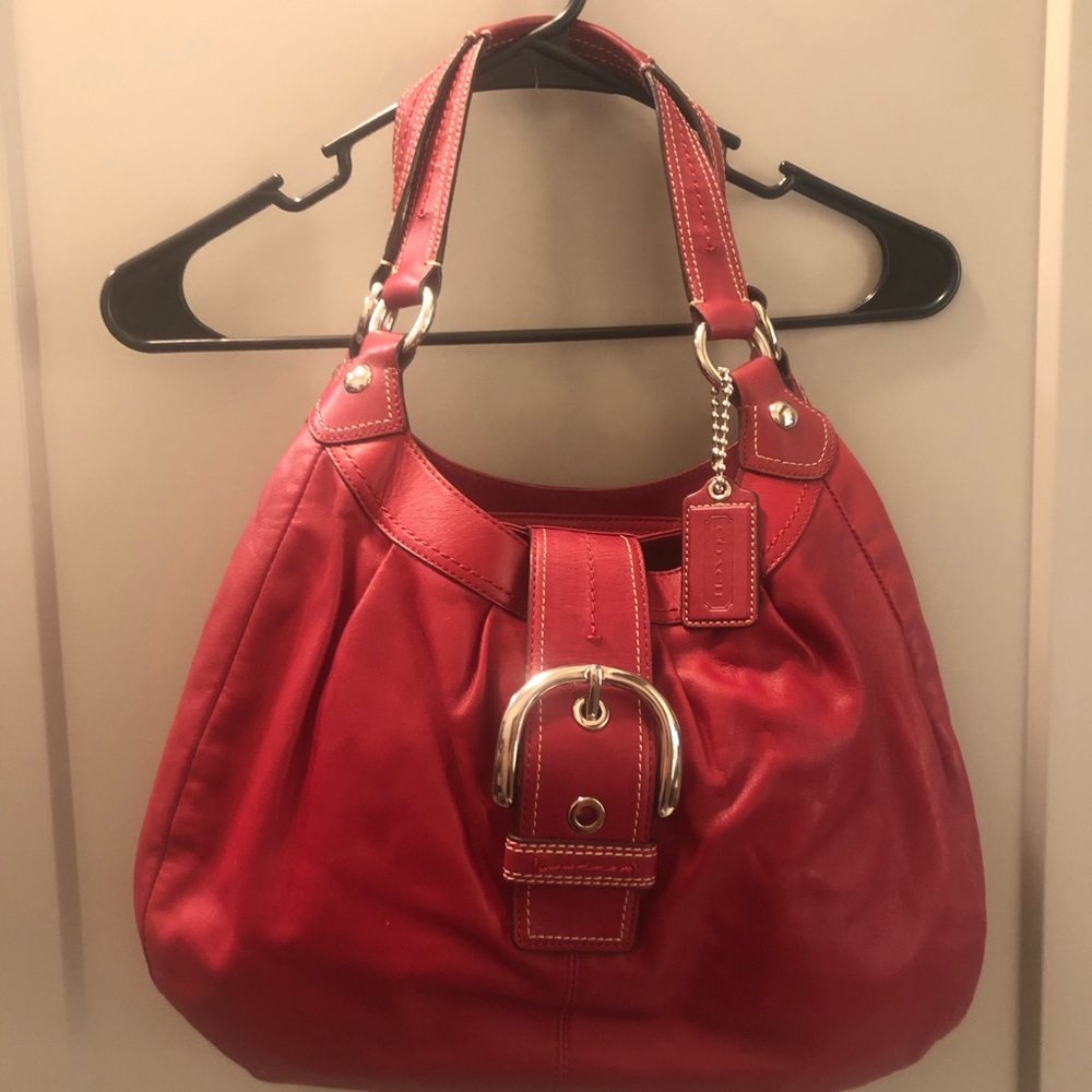Large red Coach purse